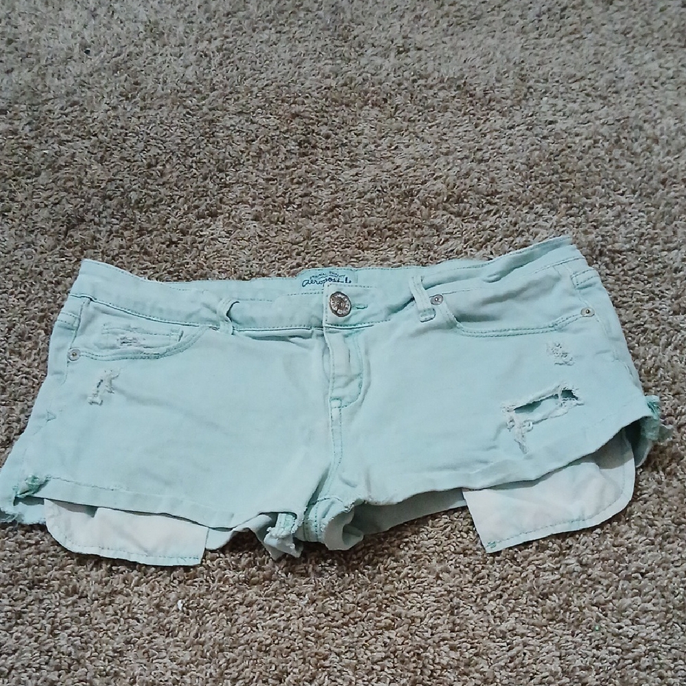 Aeropostale Green Jean Shorts Relaxed Fit